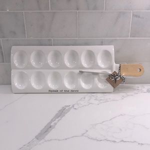 Mudpie Speak of the Devil Deviled Egg Paddle Tray and Fork (NWT)